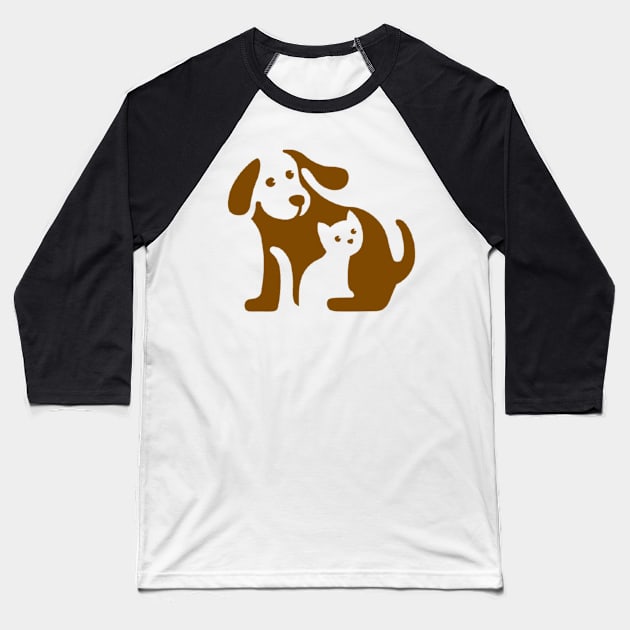 Brown dog and white cat Baseball T-Shirt by RubyCollection